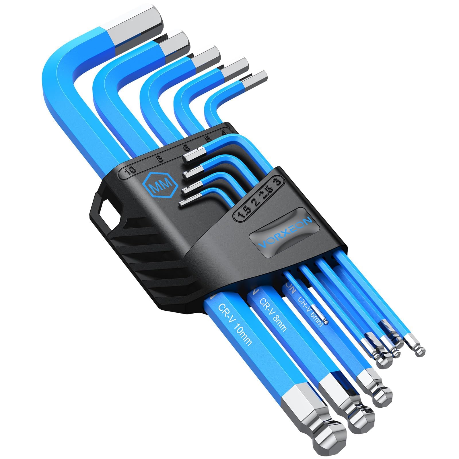 VORXEON 9 PCS Blue Allen Wrench Set Hex Keys 1.5-10 mm Metric Long